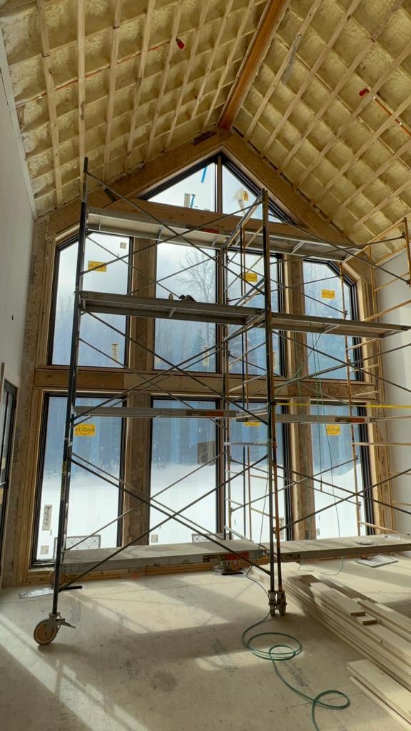 Gable-end window wall installation