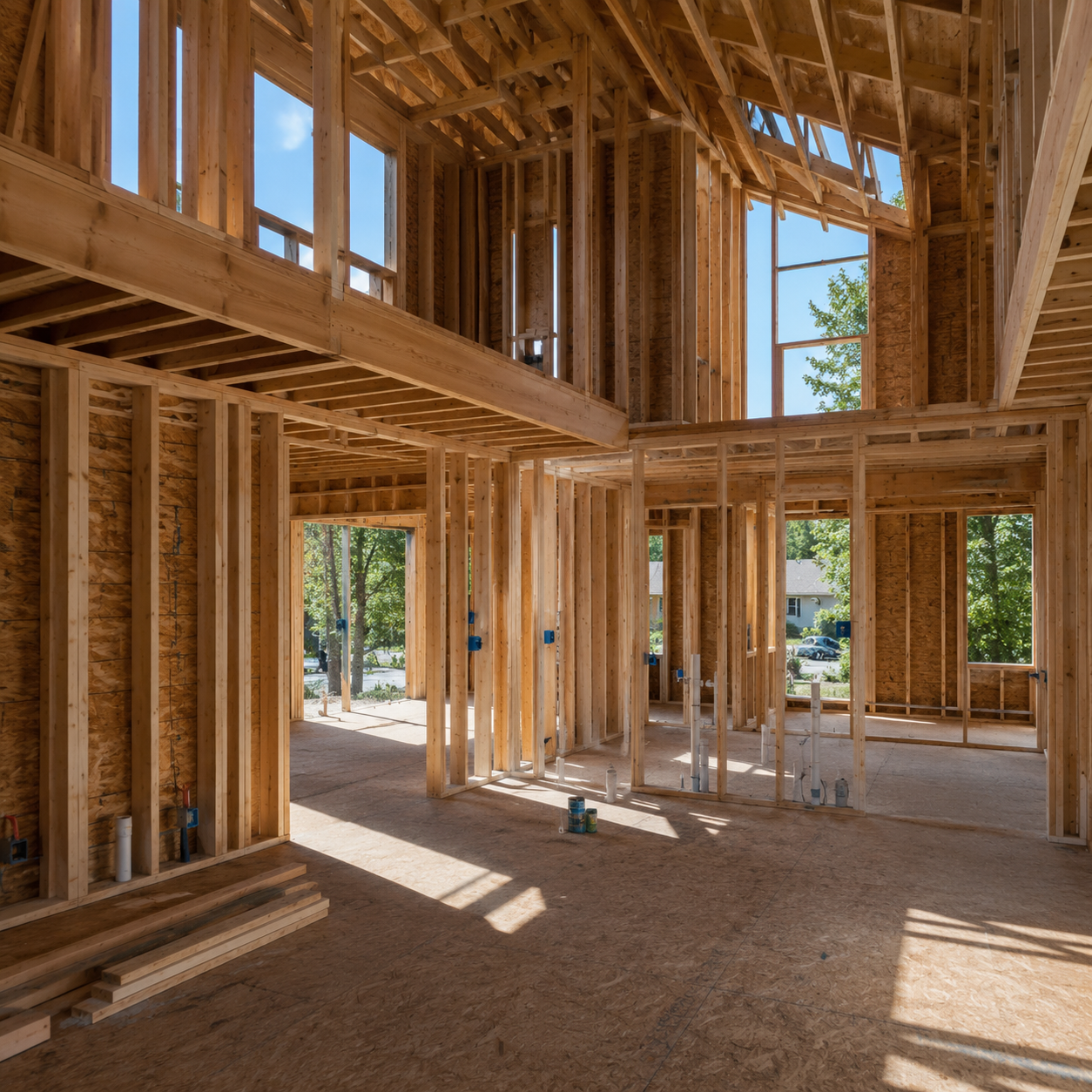 Structural framing in progress