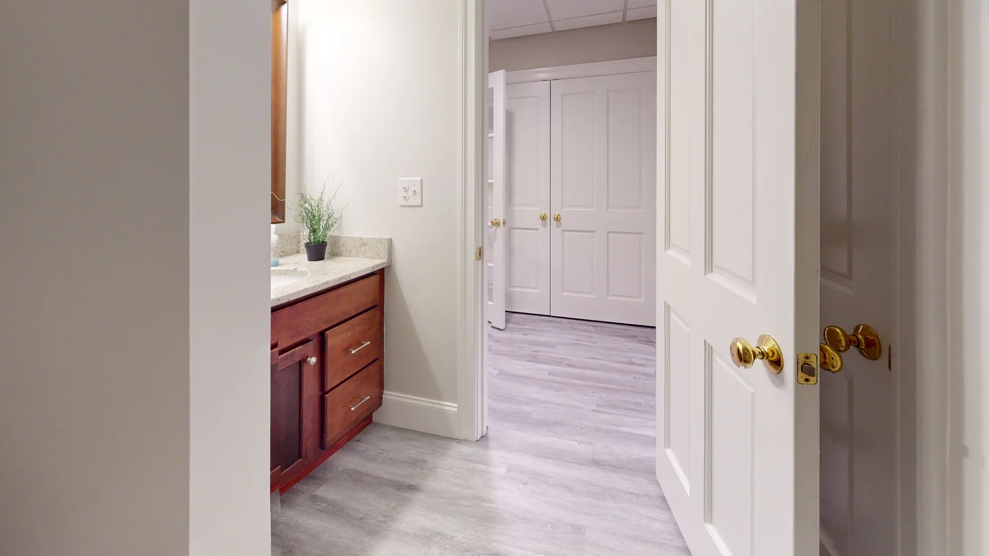 Unit bath and hall with door package and casing installed